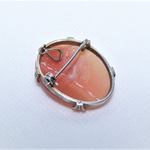 Victorian Revival European 800 Silver Carved Shell Cameo Pin Pendant Combo - Picture 5 of 7